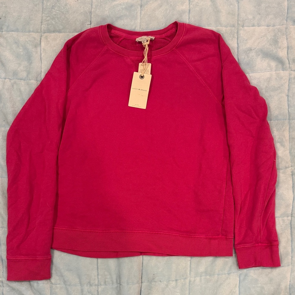 Lucky Brand Women's Vibrant Pink Crew Neck Sweatshirt
